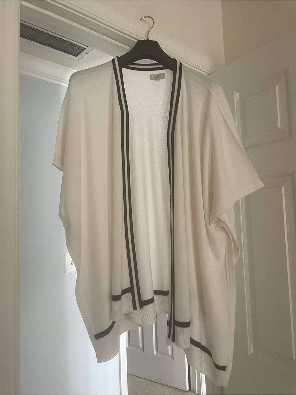 LOFT cream and black knit top poncho summer